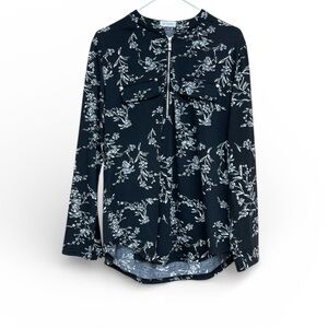 Chic Black and White Floral Blouse